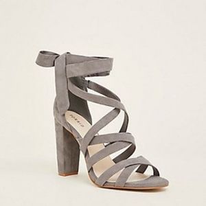 Torrid: WW Gray Strappy Block Heels